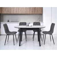 Керамический стол TM-85 белый мрамор + чёрный