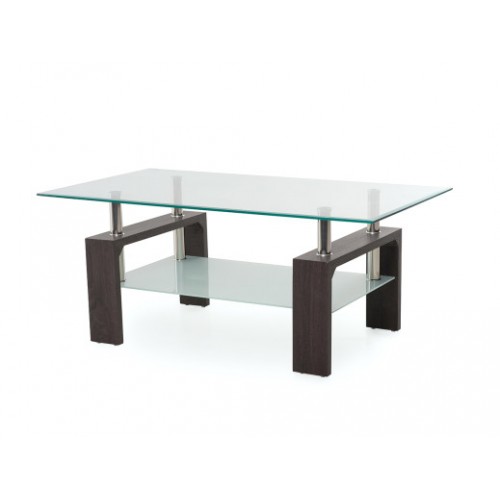 Журнальный стол C-107-2 прозрачный + венге