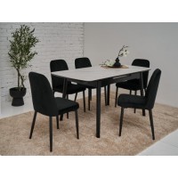 Керамический стол TM-76 белый мрамор + чёрный