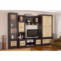 Стенка Каспий Дуб Самоа - Мебель Сервис Стенка Каспий Дуб Самоа - Мебель Сервис